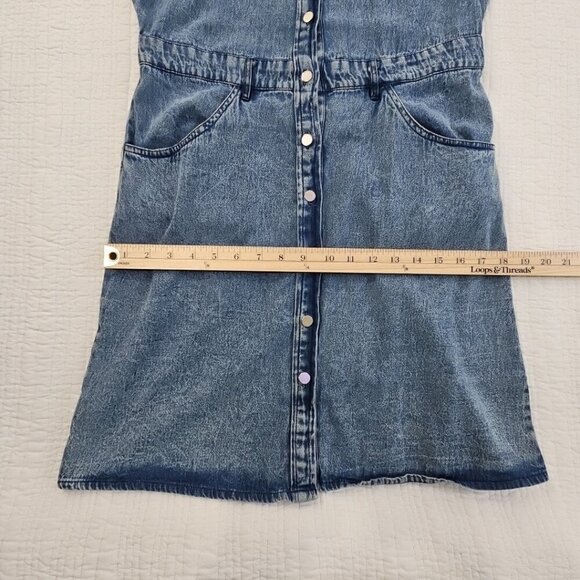 J Gee Chambray Denim Shirt Dress Women's Medium Blue Western Boho Y2K NWT Snaps - Picture 4 of 13